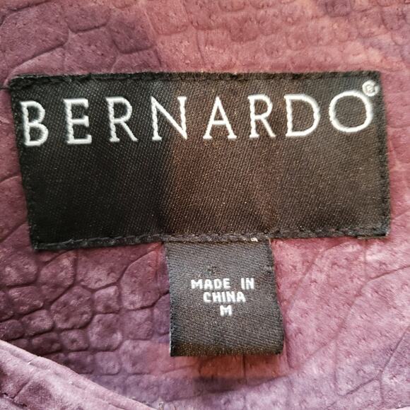 Bernardo Leather Jacket Amethyst Casual Crop Suede Long Sleeve - M - Picture 6 of 7